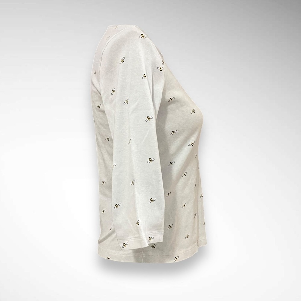 CHRISTOPHER & BANKS White Cotton 3/4 Sleeve With Bee‎ Print Small | GUC - Picture 4 of 5